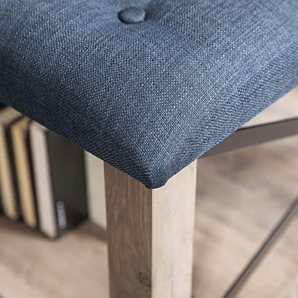 Walker Edison Cambridge Modern Farmhouse Metal X Tufted Ottoman, 30 Inch, Grey Grey Upholstered Ottoman