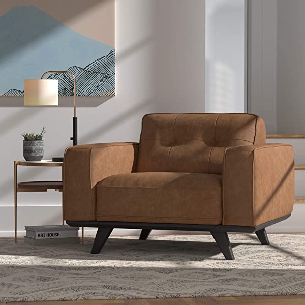 Amazon Brand – Rivet Bigelow Modern Oversized Leather Accent Chair with Wood Base, 44.1