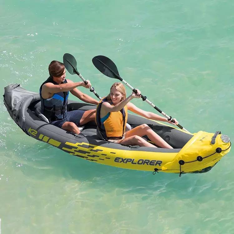 Intex Explorer K2 Yellow 2 Person Inflatable Kayak with Aluminium Oars & Air Pump