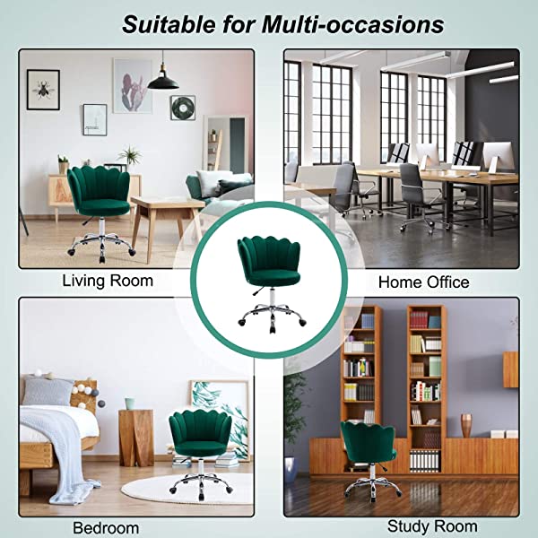 MTFY Modern Home Office Swivel Chair, Shell Desk Chair with Adjustable Height, Upholstered Ergonomic Computer Desk Chair Leisure Task Chair Accent Armchair for Office, Living Room,Bedroom (Beige)