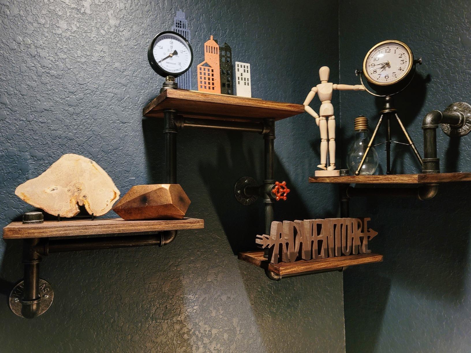 【Furniture】Industrial Rustic Modern Wood Ladder Pipe Wall Shelf 4 Layer Pipe Design Bookshelf DIY Shelving