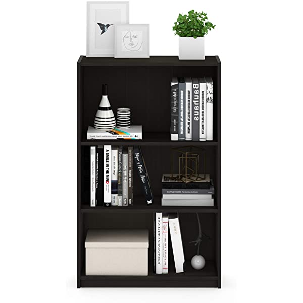 FURINNO JAYA Simple Home 3-Tier Adjustable Shelf Bookcase, White White 3-Tier Bookcase