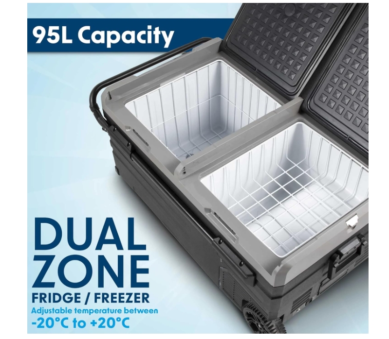 Dellonda 95L Portable Car Fridge, Freezer, 1224V Dual Zone Compressor - DL128
