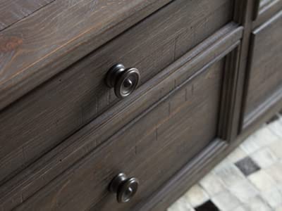 【Furniture】Rustic Rectangular Lift Top Coffee Table with 4 Storage Drawers, Dark Brown with Distressed Finish
