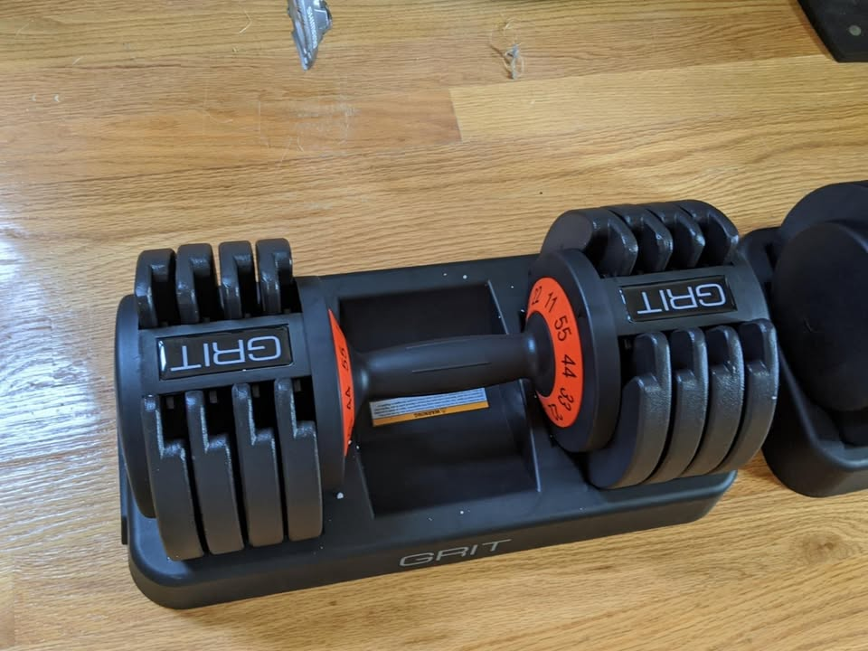 GRIT Adjustable Dumbbells Set - 11 to 55 Lbs Fast Adusting Dial Weights