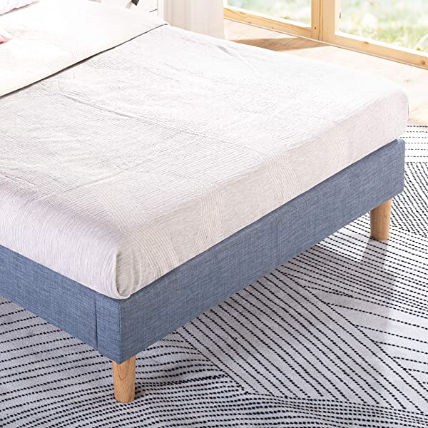 ZINUS Lottie Upholstered Platform Bed Frame / Mattress Foundation / Wood Slat Support / No Box Spring Needed / Easy Assembly, Grey, Queen Grey Queen Standard
