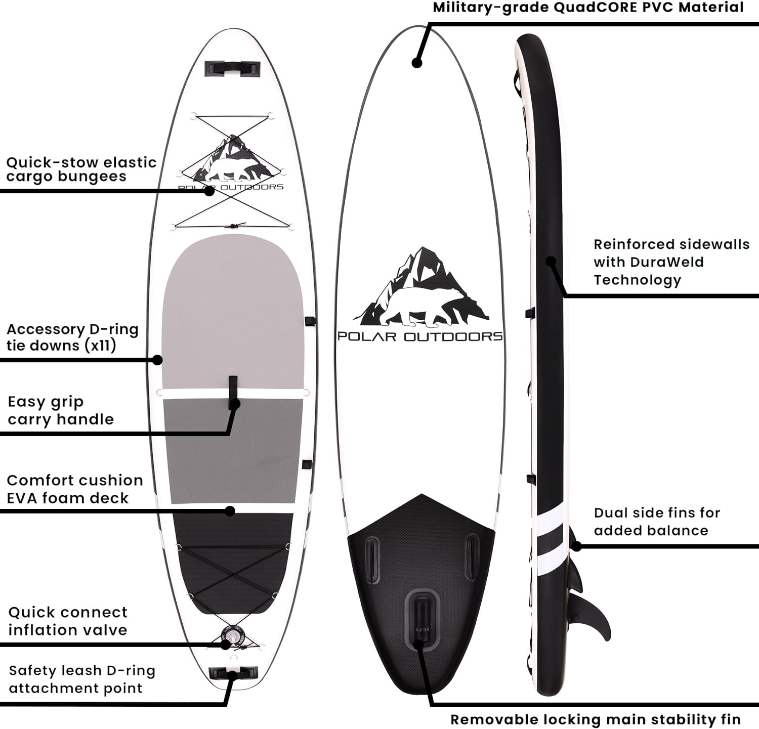 Roc Inflatable Stand Up Paddle Boards with Premium SUP Paddle Board Accessories, Wide Stable Design, Non-Slip Comfort Deck for Youth & Adults