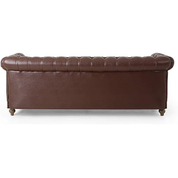 Christopher Knight Home Castalia Sofas, Midnight Black + Dark Brown Midnight Black + Dark Brown Birch Wood