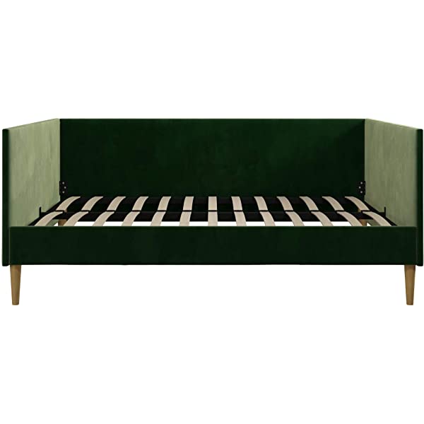 DHP Franklin Mid Century Upholstered Daybed, Sofa Bed, Twin Size Frame, Tan Linen Linen Twin Tan