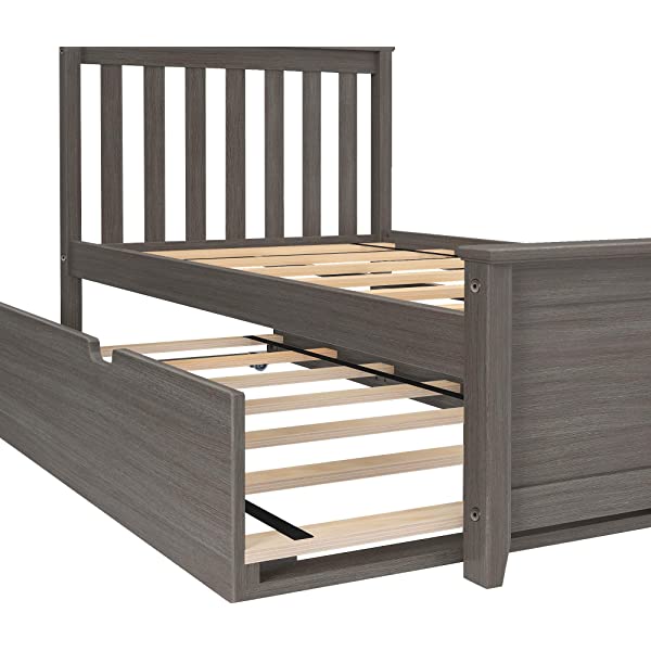 Max & Lily Twin Bed with Trundle, White White Bed with Trundle