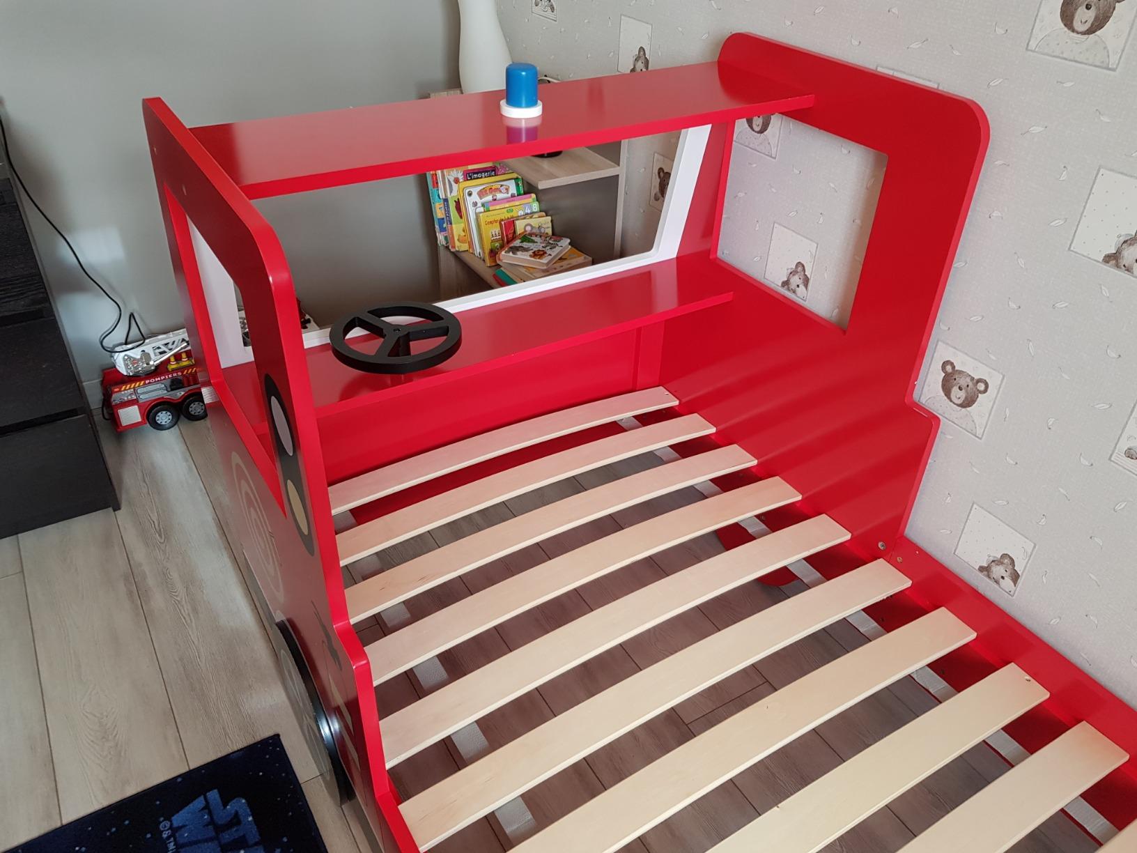 【Furniture】Children's Bed Frame Red Fire Truck Imitation Kids Bed Car Vehicle Bedroom Furniture Toddler's Bed