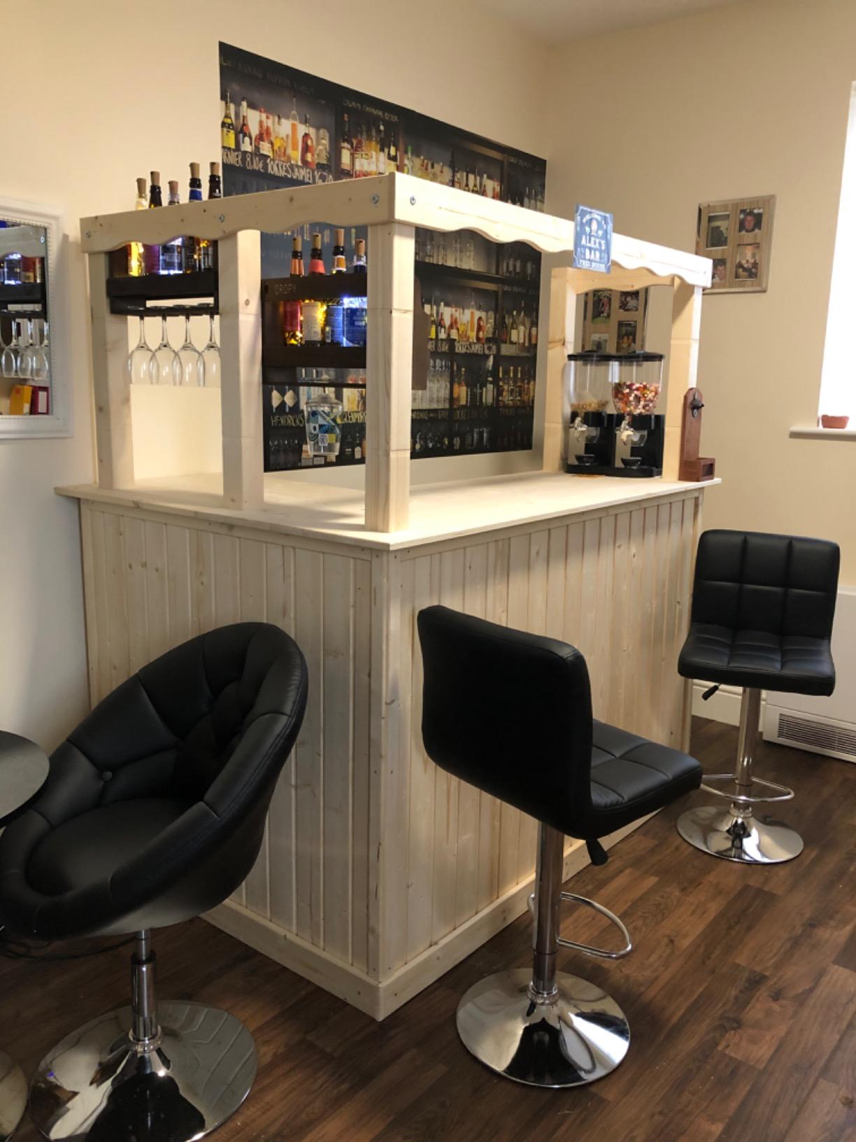 【Home&Garden】Corner Bar Counter Man Cave Home Bar Party Barware Wood Summer Cabin