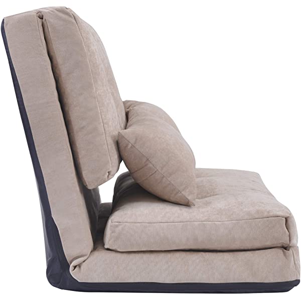 Harper&Bright Designs Folding Lazy Sofa Floor Chaise Lounge Chair Futon with Back Support, Beige