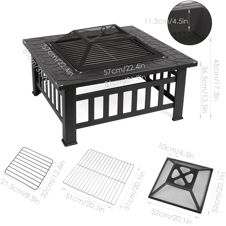 Harijan 17.3'' H x 31.9'' W Iron Outdoor Fire Pit