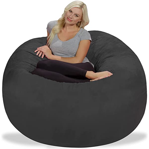 Chill Sack Bean Bag Chair: Giant 5' Memory Foam Furniture Bean Bag - Big Sofa with Soft Micro Fiber Cover - Navy Microsuede - Navy