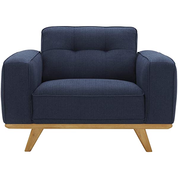 Amazon Brand – Rivet Bigelow Modern Oversized Leather Accent Chair with Wood Base, 44.1