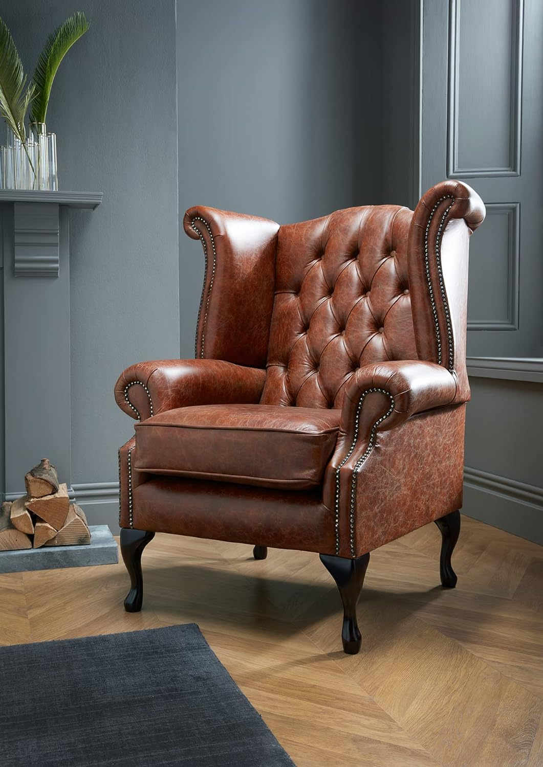 Chesterfield wingback armchairs