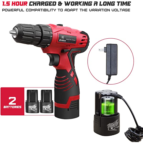 Dedeo Tool Set with Drill, 108Pcs Cordless Drill Household Power Tools Set with 16.8V Lithium Driver Claw Hammer Wrenches Pliers DIY Accessories Tool Kit Medium