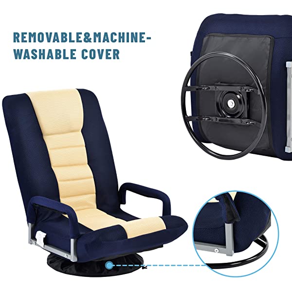 Harper&Bright Designs Folding Lazy Sofa Floor Chaise Lounge Chair Futon with Back Support, Beige