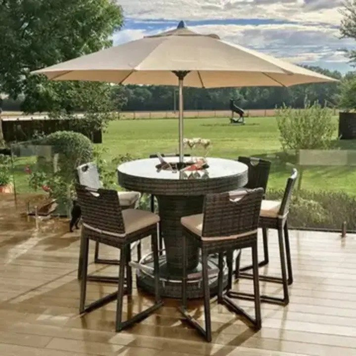 Bar aus Rattan mit 6 Plätzen und Eiskübel