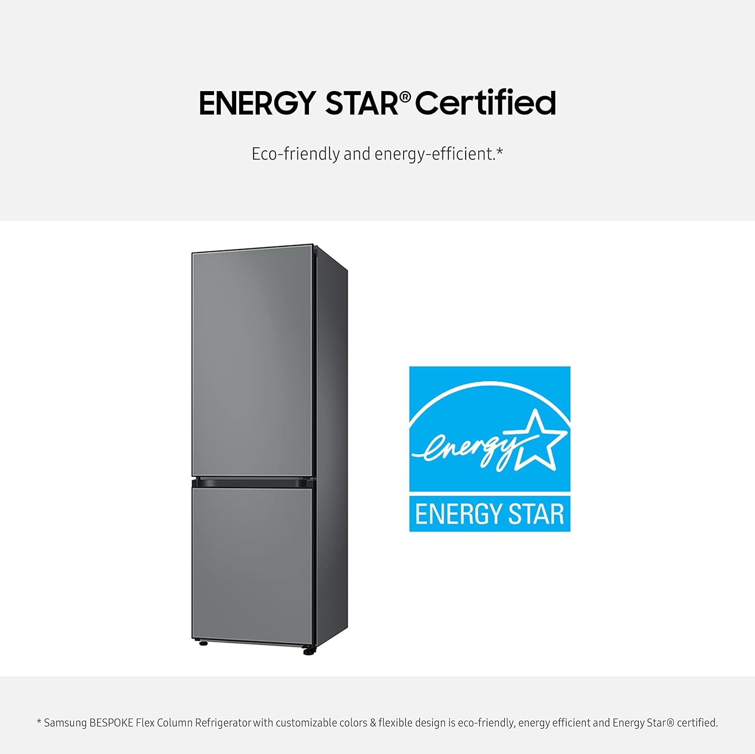 SAMSUNG 12.0 Cu Ft BESPOKE Compact Refrigerator w/ Bottom Freezer, Flexible Slim Design for Small Spaces, Even Cooling, Reversible Door, LED Lighting, Energy Star Certified, RB12A300631/AA, Gray Glass