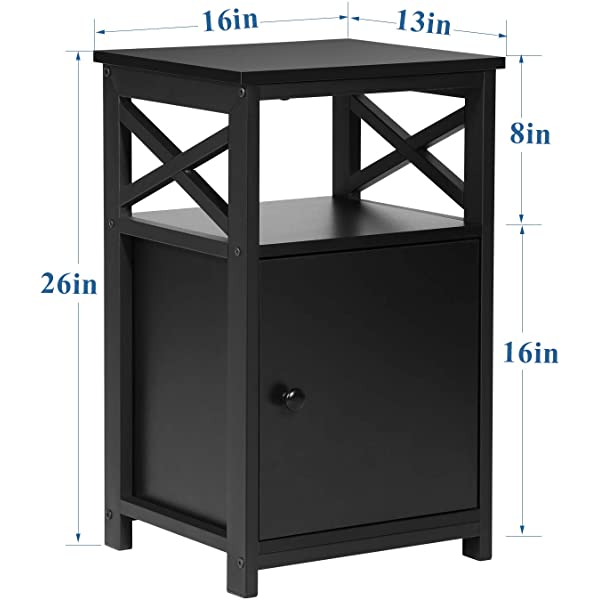 VECELO Modern Versatile Nightstands X-Design Side End Table Night Stand Storage Shelf with Bin Drawer for Living Room Bedroom, Brown+Black Brown+black Modern