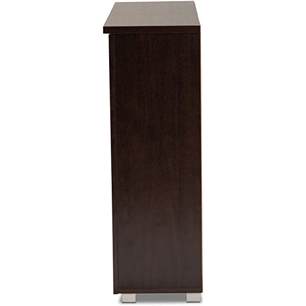Wholesale Interiors Baxton Studio Adalwin Modern and Contemporary 3-Door Dark Brown Wooden Entryway Shoes Storage Cabinet