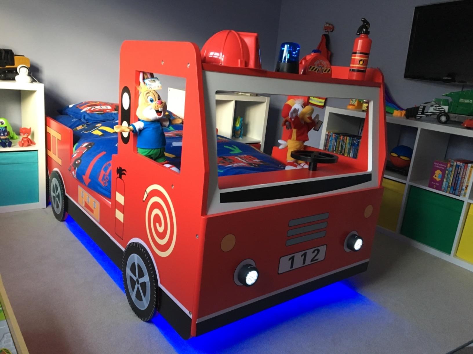 【Furniture】Children's Bed Frame Red Fire Truck Imitation Kids Bed Car Vehicle Bedroom Furniture Toddler's Bed
