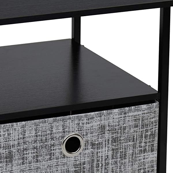 Sorbus Nightstand 1-Drawer Shelf Storage- Bedside Furniture & Accent End Table Chest for Home, Bedroom, Office, College Dorm, Steel Frame, Wood Top, Easy Pull Fabric Bins (Rustic Wood)