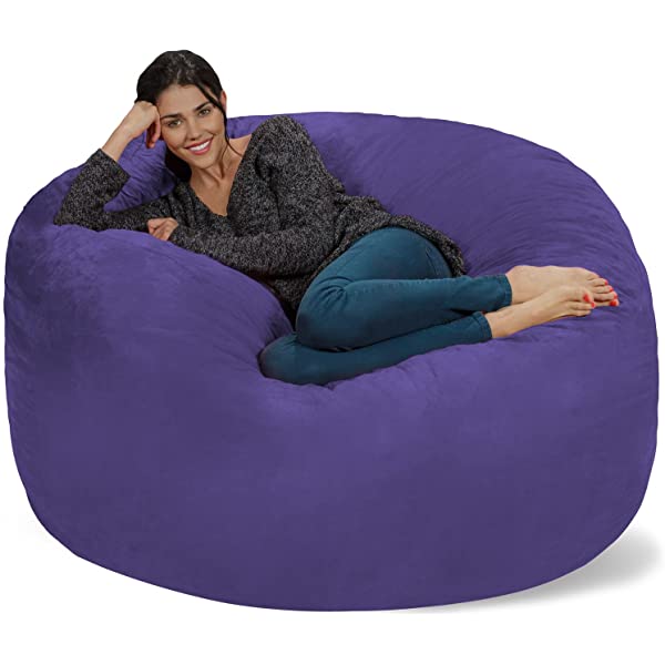 Chill Sack Bean Bag Chair: Giant 5' Memory Foam Furniture Bean Bag - Big Sofa with Soft Micro Fiber Cover - Navy Microsuede - Navy