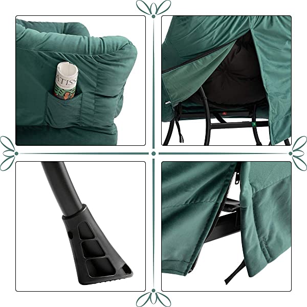 AbocoFur Modern Large Cotton Fabric Lazy Chair，Accent Contemporary Lounge Chair, Single Steel Frame Leisure Sofa Chair with Armrests and A Side Pocket, Beige