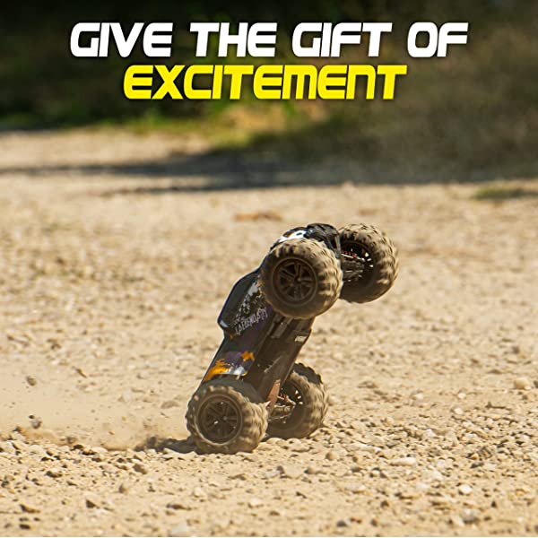 1:10 Scale Large RC Cars 50+ kmh Speed - Boys Remote Control Car 4x4 Off Road Monster Truck Electric - Hobby Grade Waterproof Toys Trucks for Kids and Adults - 2 Batteries + Connector for 40+ Min Play Black - Red 1:10 Scale 31 mph