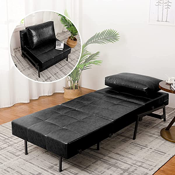 Vonanda Sofa Bed, Folding Velvet Sleeper Sofa, Modern Sleeper Chair Bed with Hidden Legs and Sturdy Frame for Small Living Space, Velvet Hunter Green