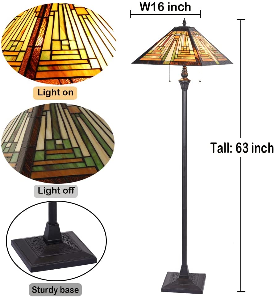 Cotoss Tiffany floor lamp, stained glass lampshade