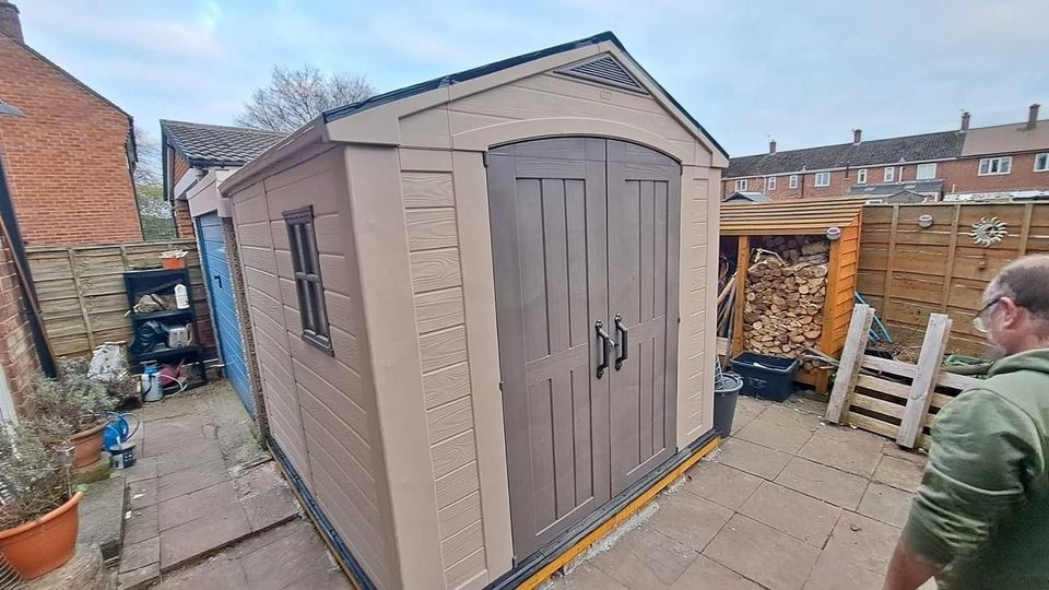 8' x 8' Plastic Garden Shed, Fire Retardant and Weatherproof, Ado Color