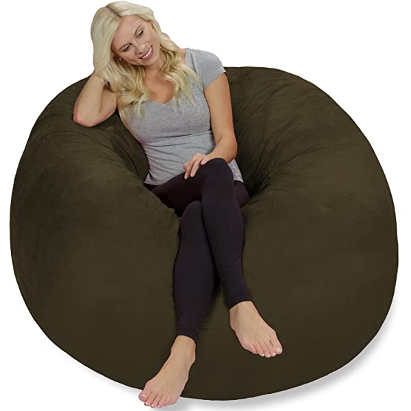 Chill Sack Bean Bag Chair: Giant 5' Memory Foam Furniture Bean Bag - Big Sofa with Soft Micro Fiber Cover - Navy Microsuede - Navy
