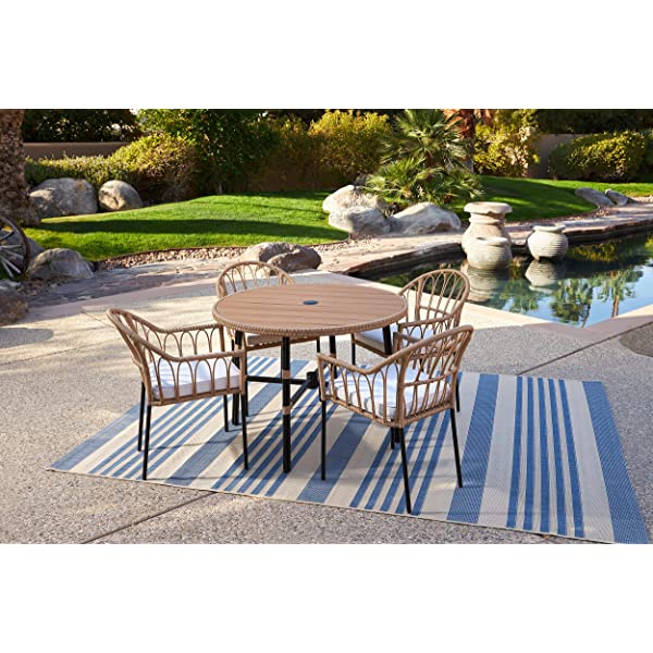 Quality Outdoor Living 65-YZ03HM Hermosa 3 Piece Chat Set, Tan Wicker + Linen Cushions 3-Piece Chat Set (Linen Cushions)