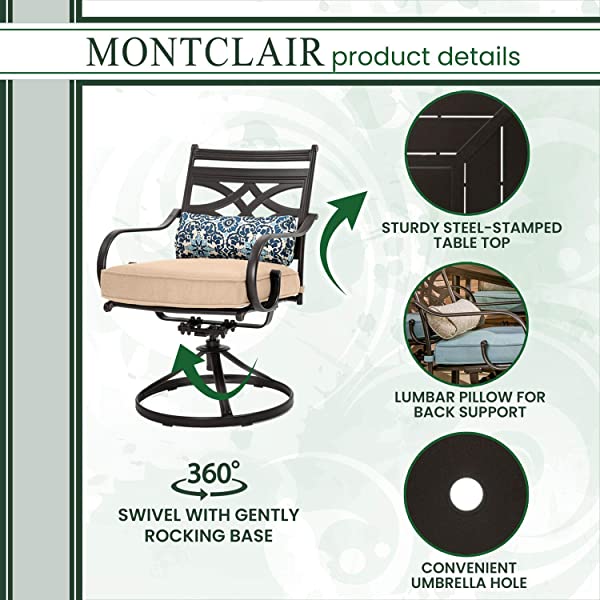 Hanover MCLRDN5PCSQSW4-CHL Montclair, Red Outdoor Furniture