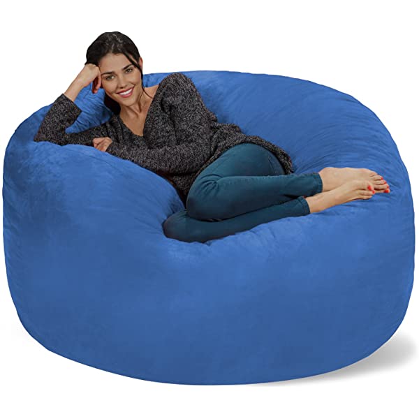 Chill Sack Bean Bag Chair: Giant 5' Memory Foam Furniture Bean Bag - Big Sofa with Soft Micro Fiber Cover - Navy Microsuede - Navy