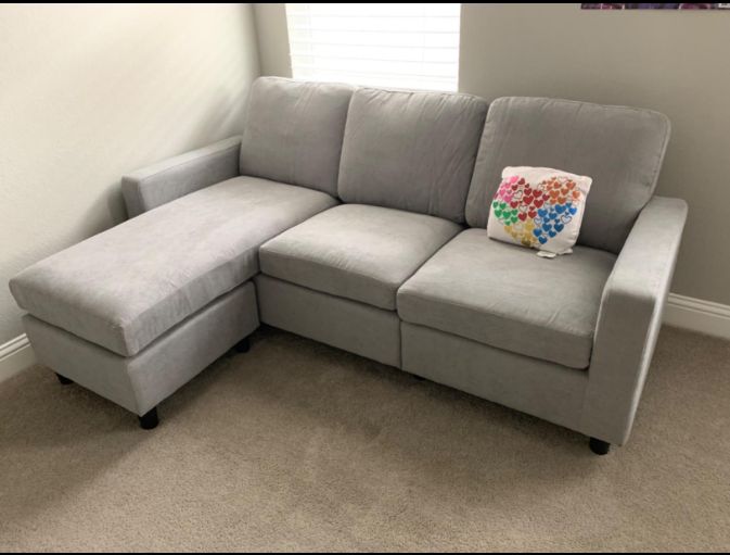 Nolany L-Shaped Corner Sofa 3 Seater Sectional Couch with Reversible Chaise Sofa for Living Room（Grey）