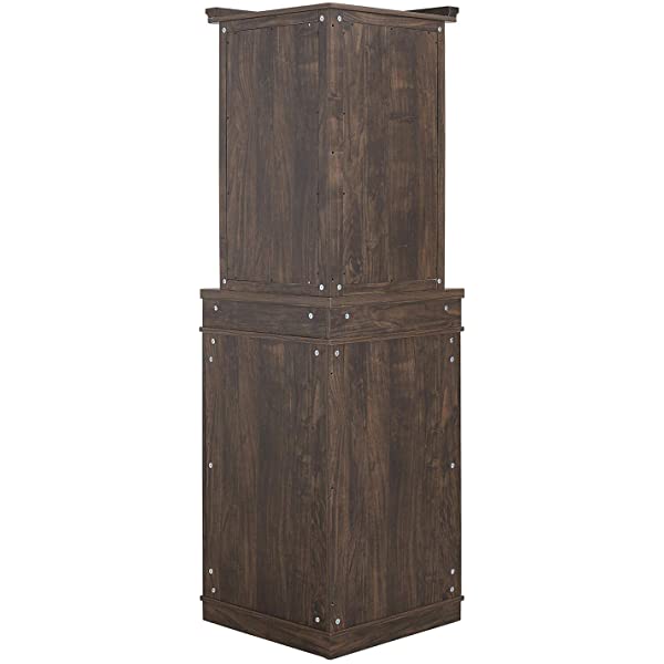 Home Source Stone Grey Corner Bar Unit with Built-in Wine Rack and Lower Cabinet