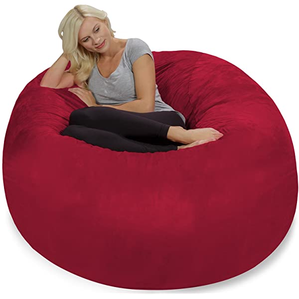 Chill Sack Bean Bag Chair: Giant 5' Memory Foam Furniture Bean Bag - Big Sofa with Soft Micro Fiber Cover - Navy Microsuede - Navy