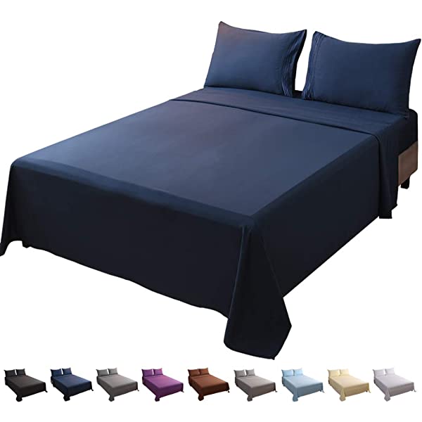 LBRO2M Bed Sheet Set Queen Size 16 Inches Deep Pocket 1800 Thread Count 100% Microfiber Sheet,Bedding Super Soft Comfortable, Cool Warm,4 Piece（Dark Grey） Dark Grey Queen