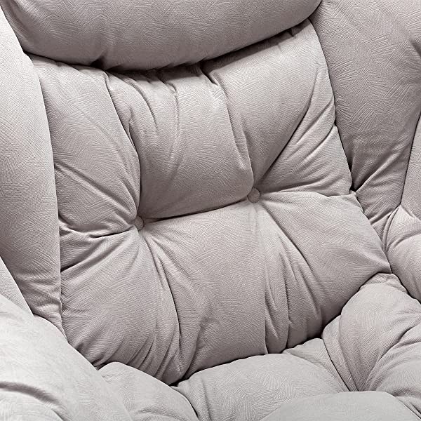 AbocoFur Modern Large Cotton Fabric Lazy Chair，Accent Contemporary Lounge Chair, Single Steel Frame Leisure Sofa Chair with Armrests and A Side Pocket, Beige