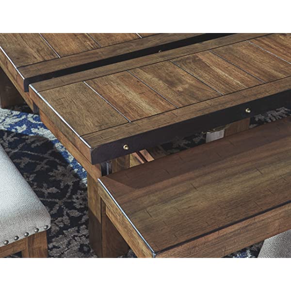 Signature Design by Ashley Dining Table, Sommerford, Summerford & Design - Sommerford Dining Side Chair - Set of 2 - Casual - Brown Upholstery - Black Wood Frame Sommerford Table + Dining Side Chair, Black Wood Frame