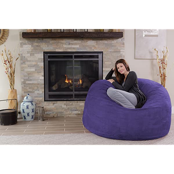 Chill Sack Bean Bag Chair: Giant 5' Memory Foam Furniture Bean Bag - Big Sofa with Soft Micro Fiber Cover - Navy Microsuede - Navy