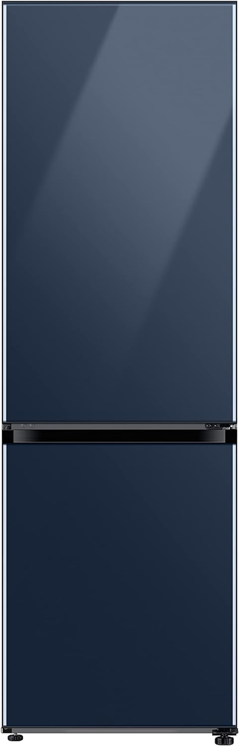SAMSUNG 12.0 Cu Ft BESPOKE Compact Refrigerator w/ Bottom Freezer, Flexible Slim Design for Small Spaces, Even Cooling, Reversible Door, LED Lighting, Energy Star Certified, RB12A300631/AA, Gray Glass