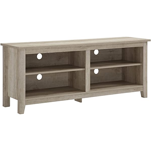 Walker Edison Wren Classic 4 Cubby TV Stand for TVs up to 65 Inches, 58 Inch, Black Black 58 InchTV Stand