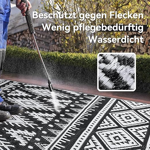 Homaxy Outdoor Rug, Weatherproof Plastic Foldable Washable Balcony Mat, UV Protection Double-Sided Mat for Garden, Patio, Camping, Picnic (120 x 180 cm)