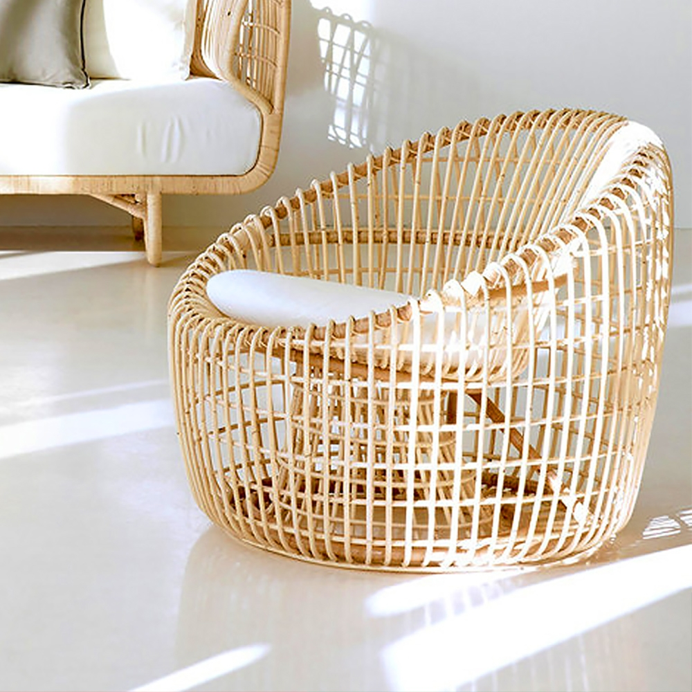 Austin rattan outdoor bucket chair with cushioned wooden nest; A clearance sale